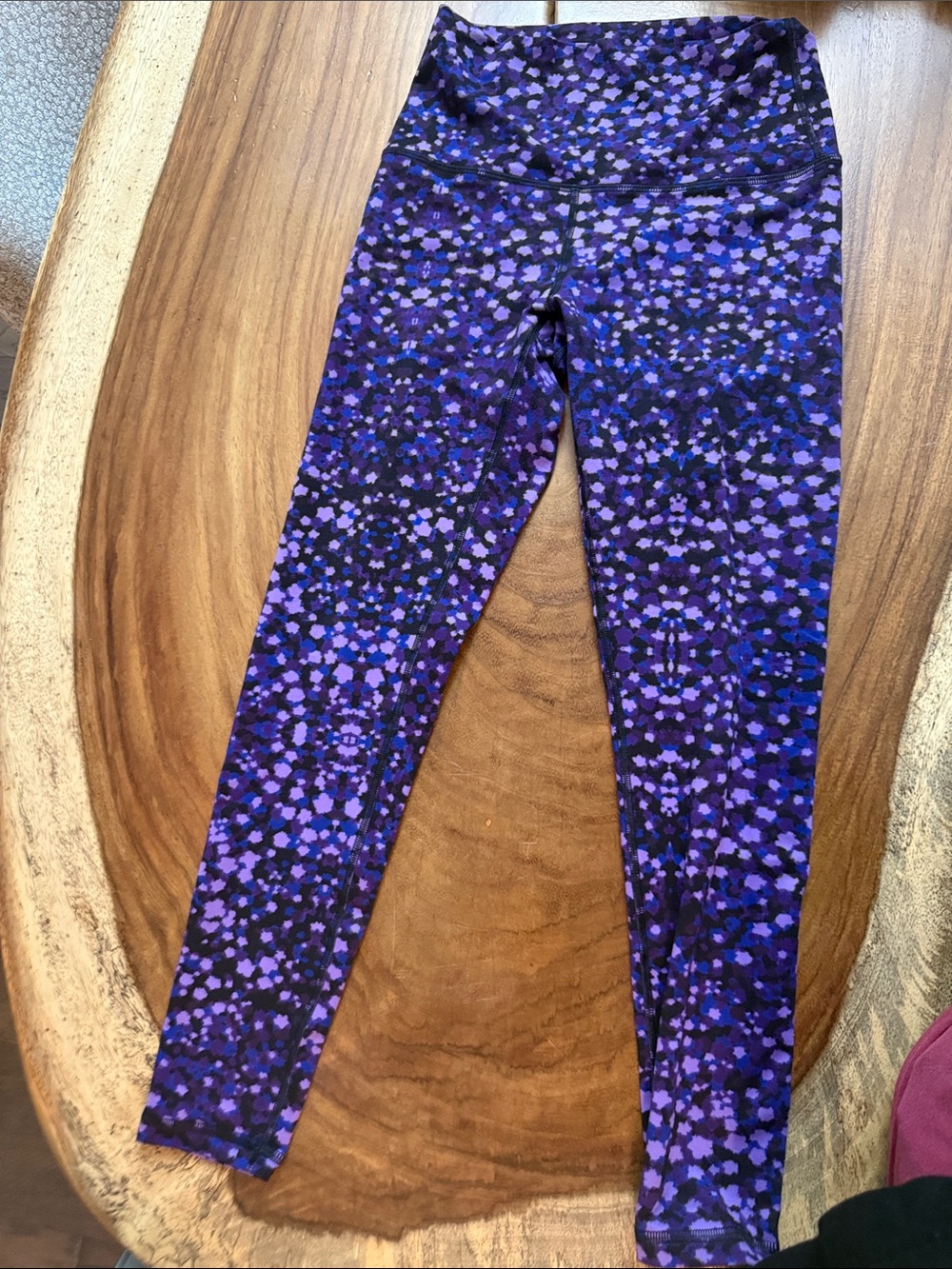Fleo Purple & Black Abstract High-Rise Leggings
